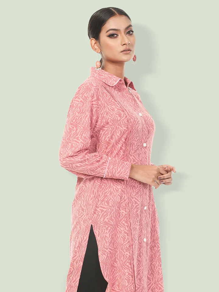 Pink Printed Women’s Casual Shirt - Klothen