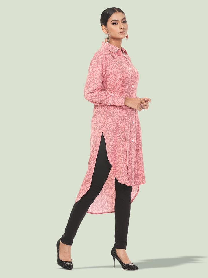 Pink Printed Women’s Casual Shirt - Klothen