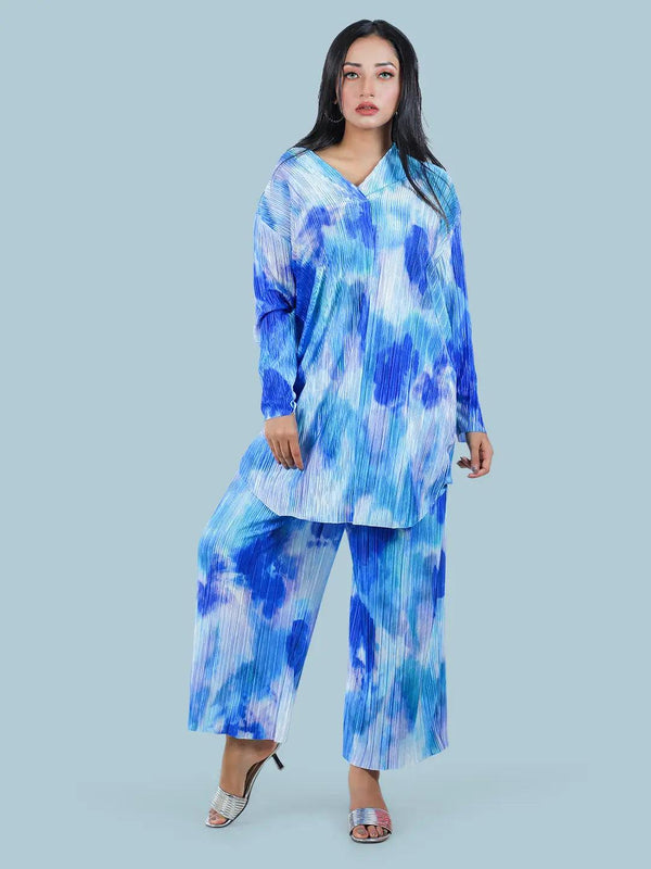 Women's Sky Blue Co-ord Set | Two Pcs Set | Klothen